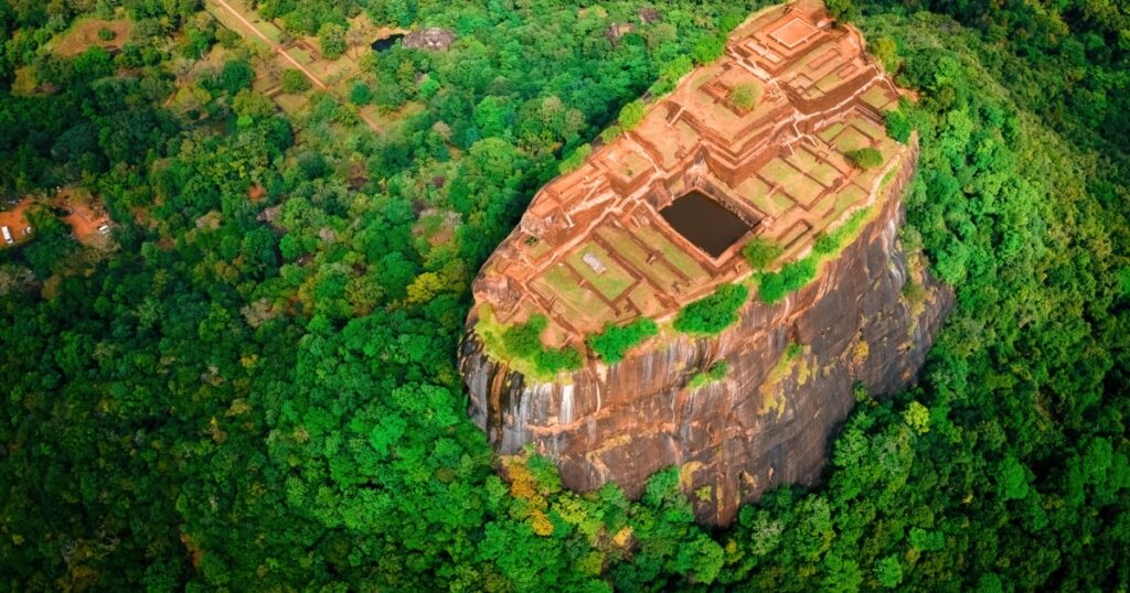 Aerial View of Sigiriya Rock Fortress in Sri lanka