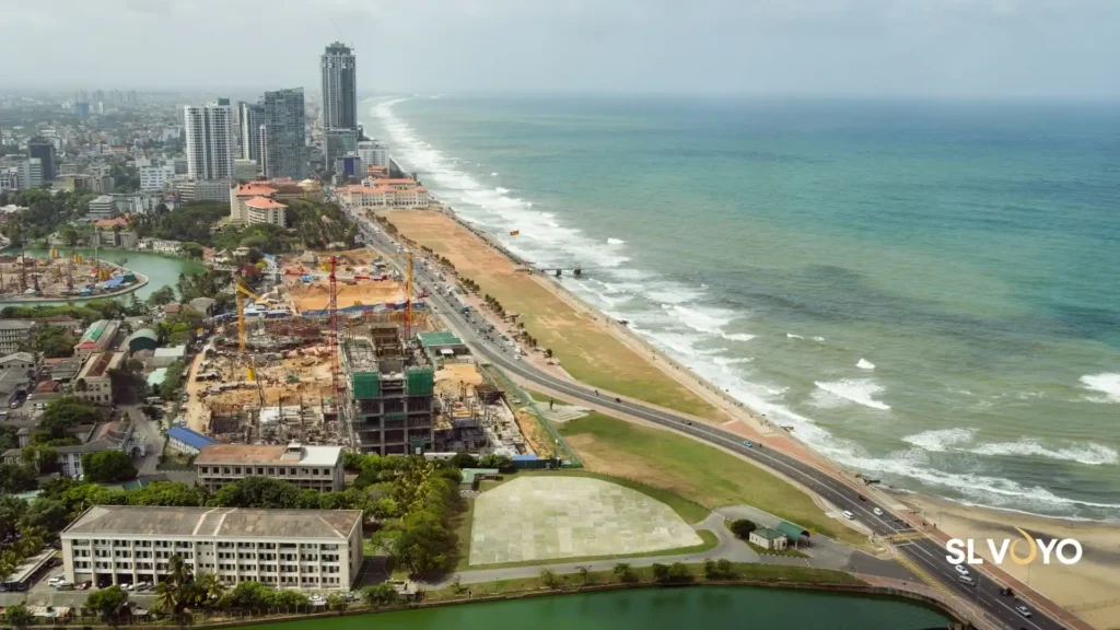 Galle Face Green Colombo seaside promenade at sunset