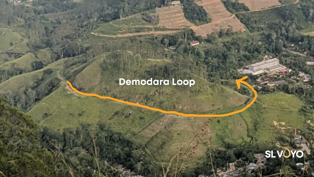Demodara railway loop near Ella showing the famous circular train track