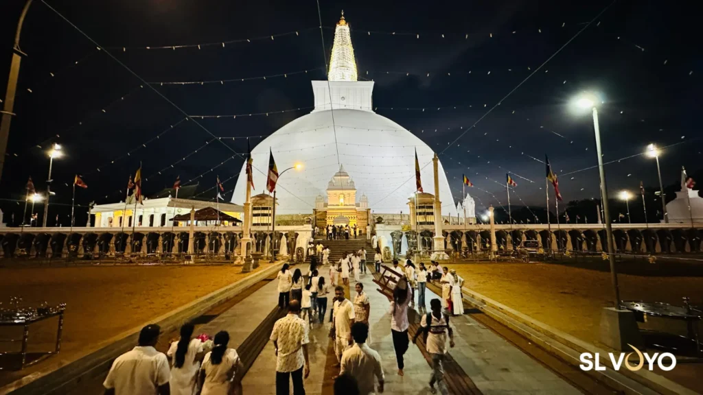 Ancient city of Anuradhapura with historic ruins and stupas