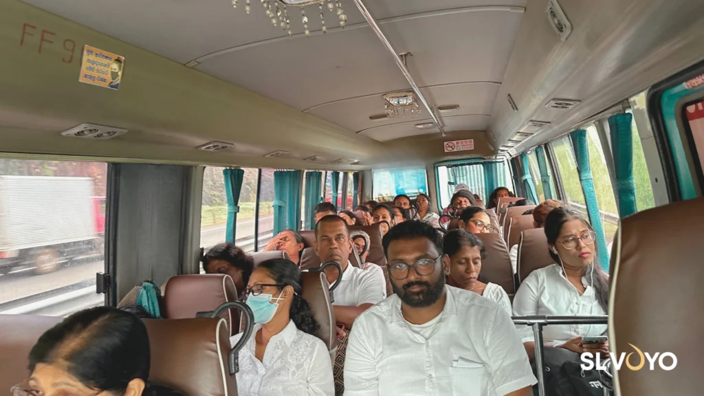 Air conditioned bus used for SL VOYO Kataragama pilgrimage tour