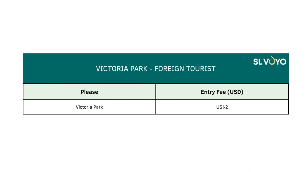 Victoria Park pricing table