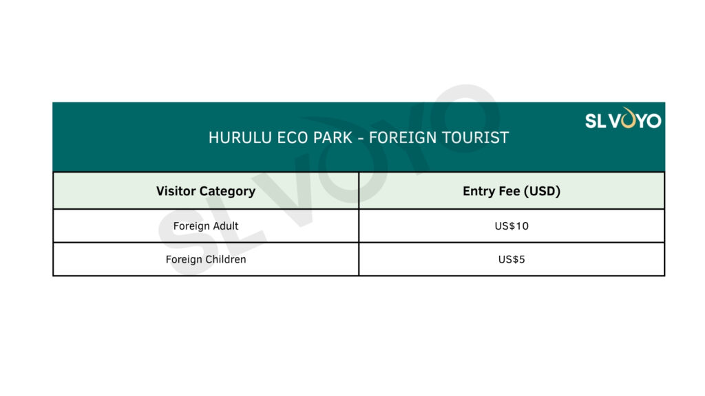 Hurulu eco park price list