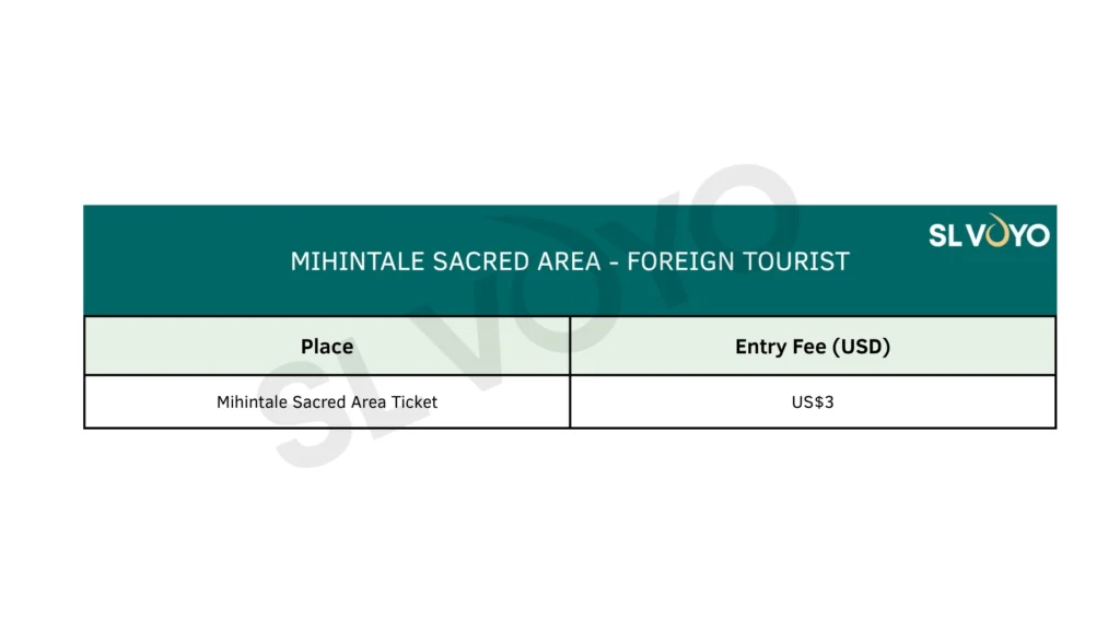 Mihinthale rock ticket price