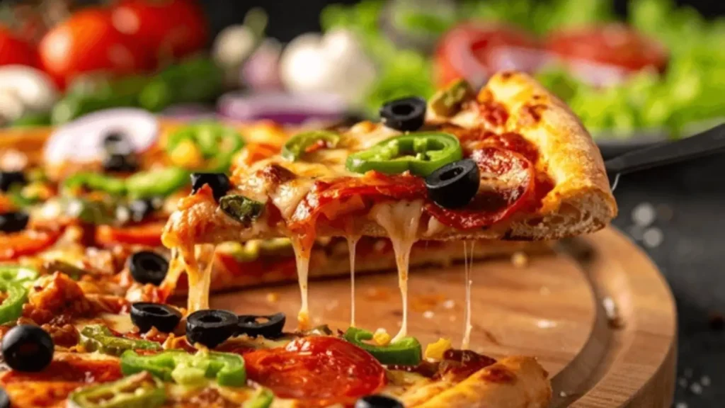Freshly baked pizza