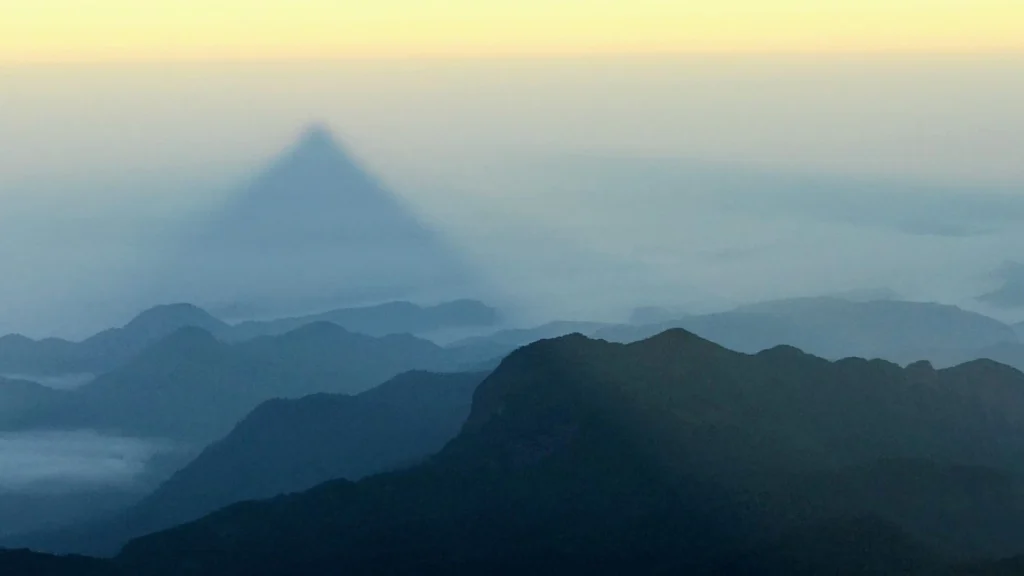 Sri Pada sunrise shadow mountain view