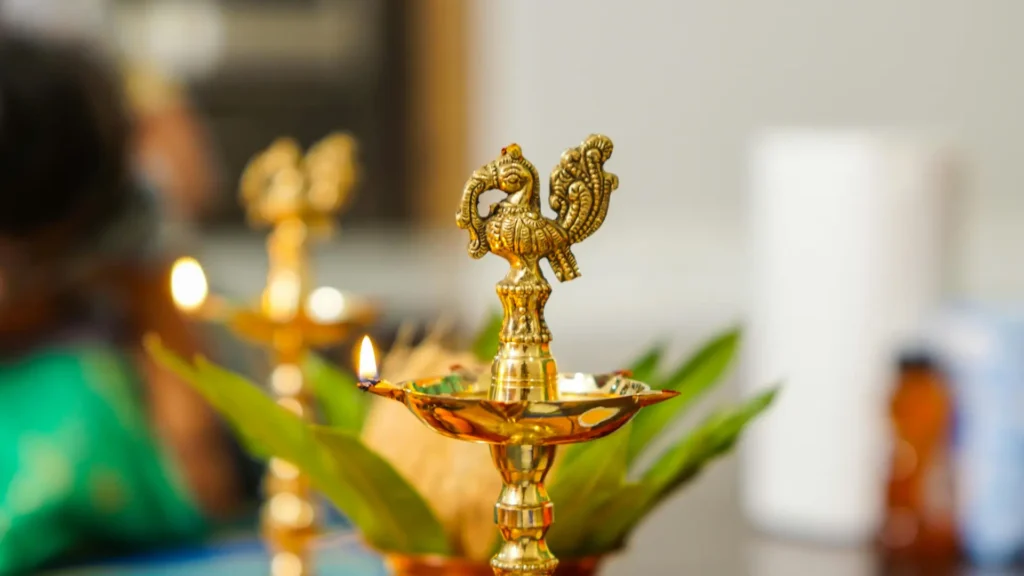 Traditional brass oil lamps