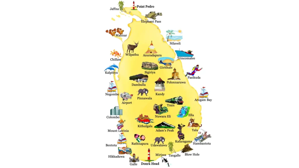 Illustrated map of Sri Lanka