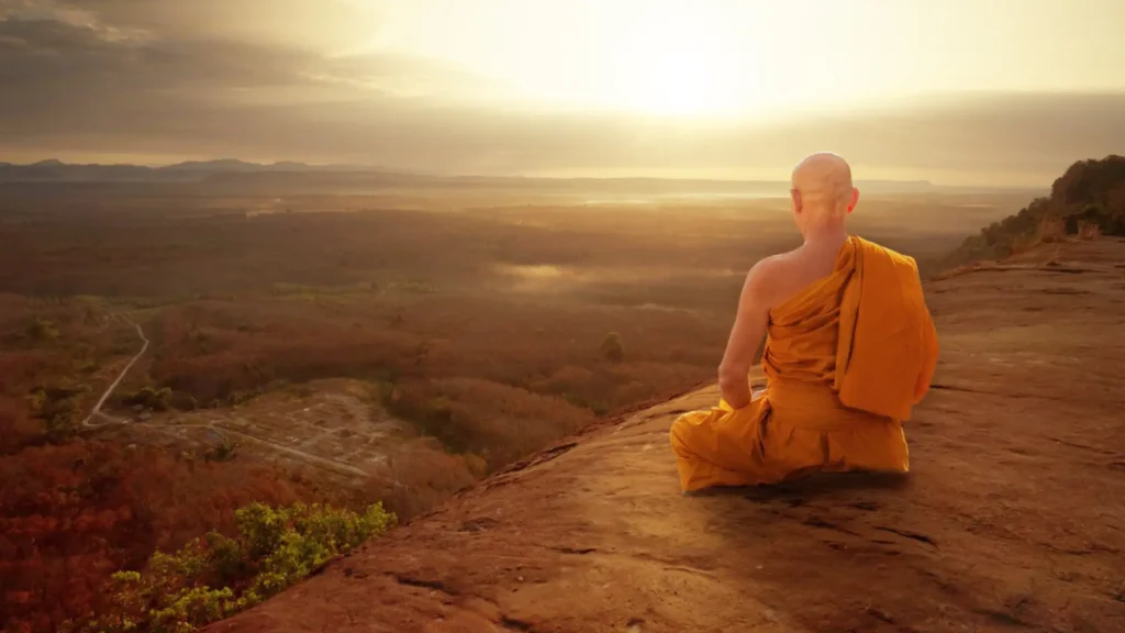 Monks seated in meditation