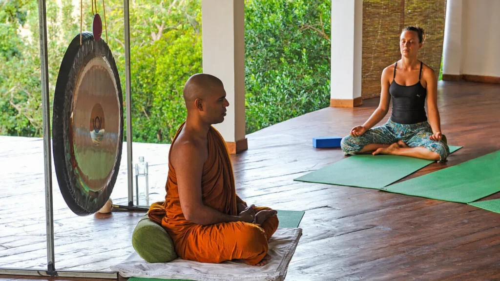 Monks seated in meditation- bawana