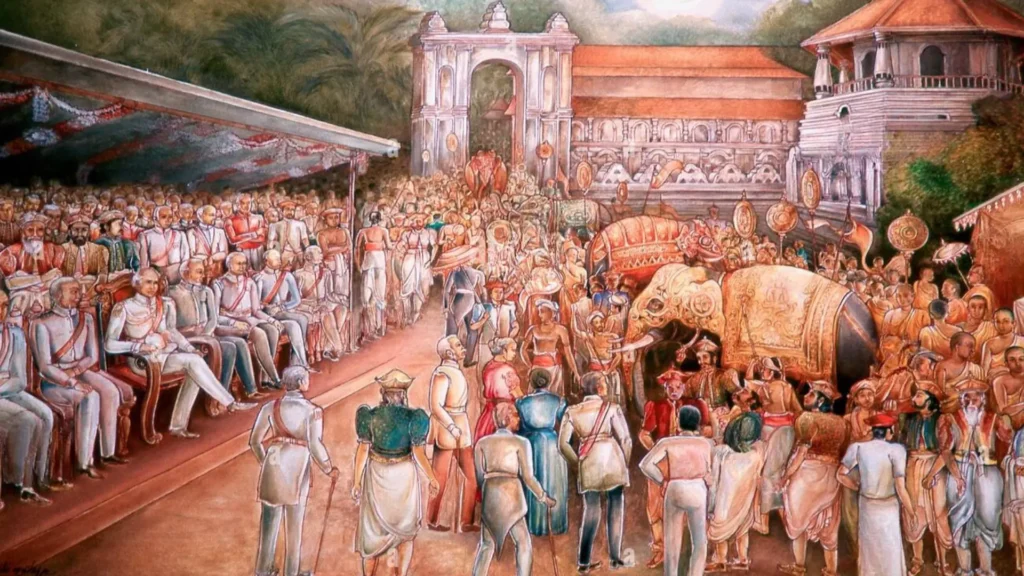royal palace and procession in Kandy