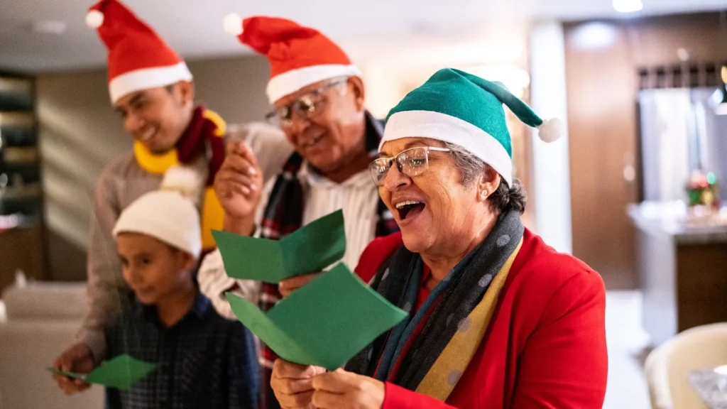 Carol singers performing