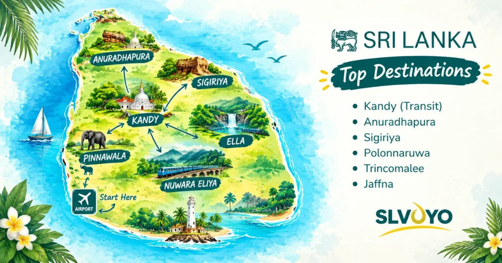 Sri Lanka Top Destinations Map